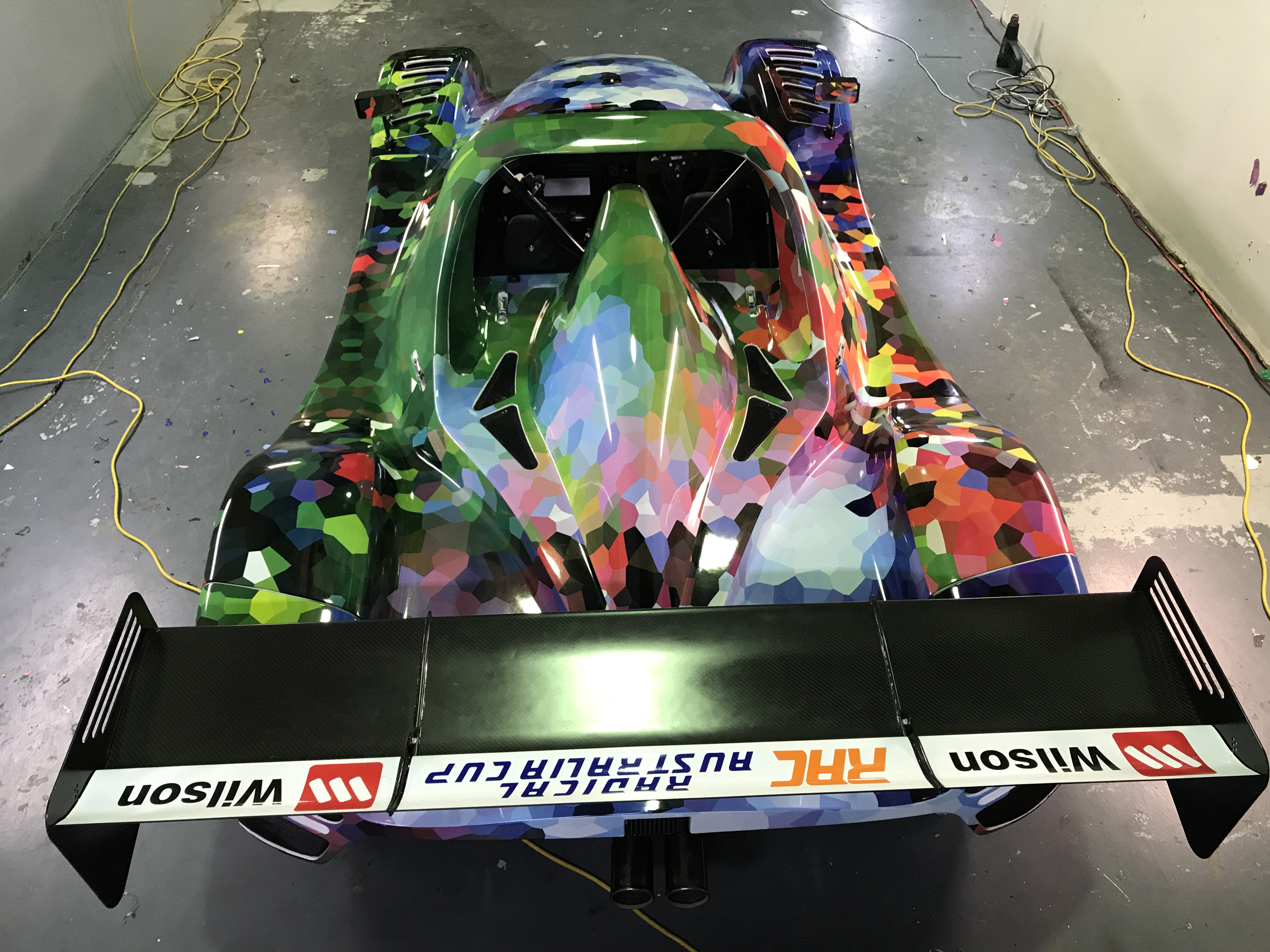Radical car wrapped in custom print design.